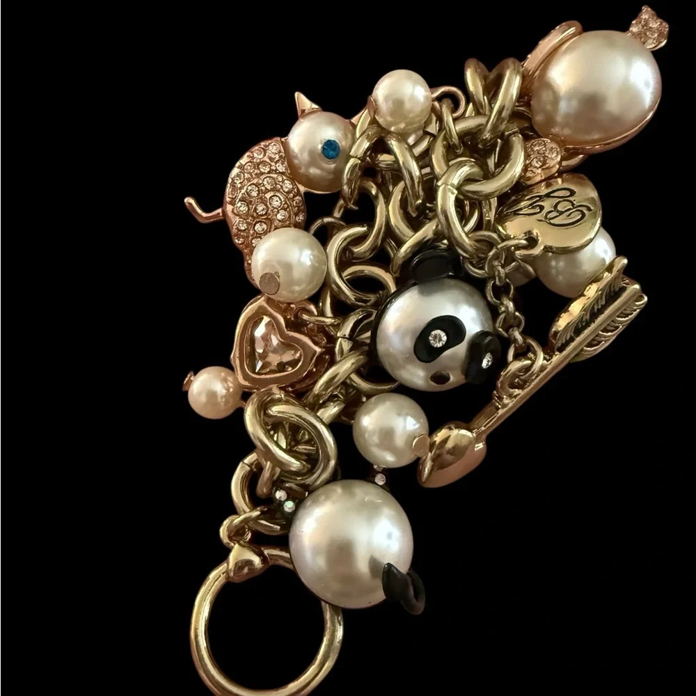 Betsey Johnson 3-PC Bracelet Set-Charm Bracelet,Faux Pearl Stretch & Blue Cryst